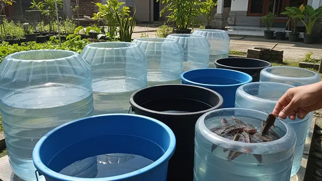 Kolam Ternak Lele dari Galon Bekas