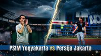 Cover duel pelatih PSIM Yogyakarta versus Persija Jakarta. (Bola.com/Gemini)
