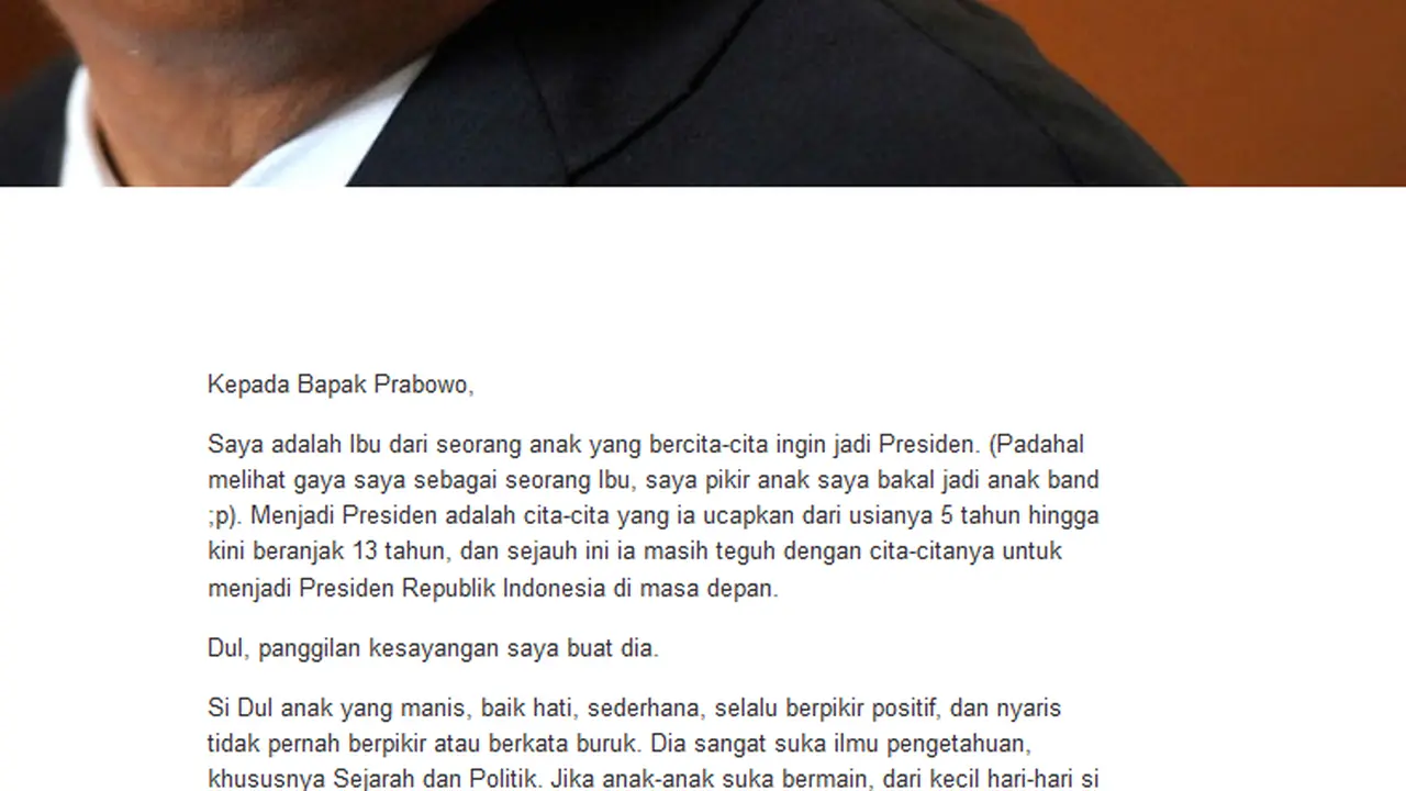 surat untuk prabowo