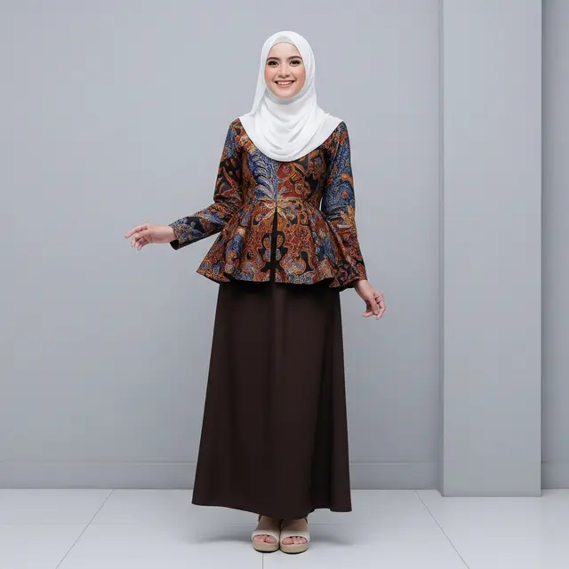 Model Atasan Batik Wanita Elegan Dipadu Dengan Rok Polos Tren 2025/Ilustrasi AI
