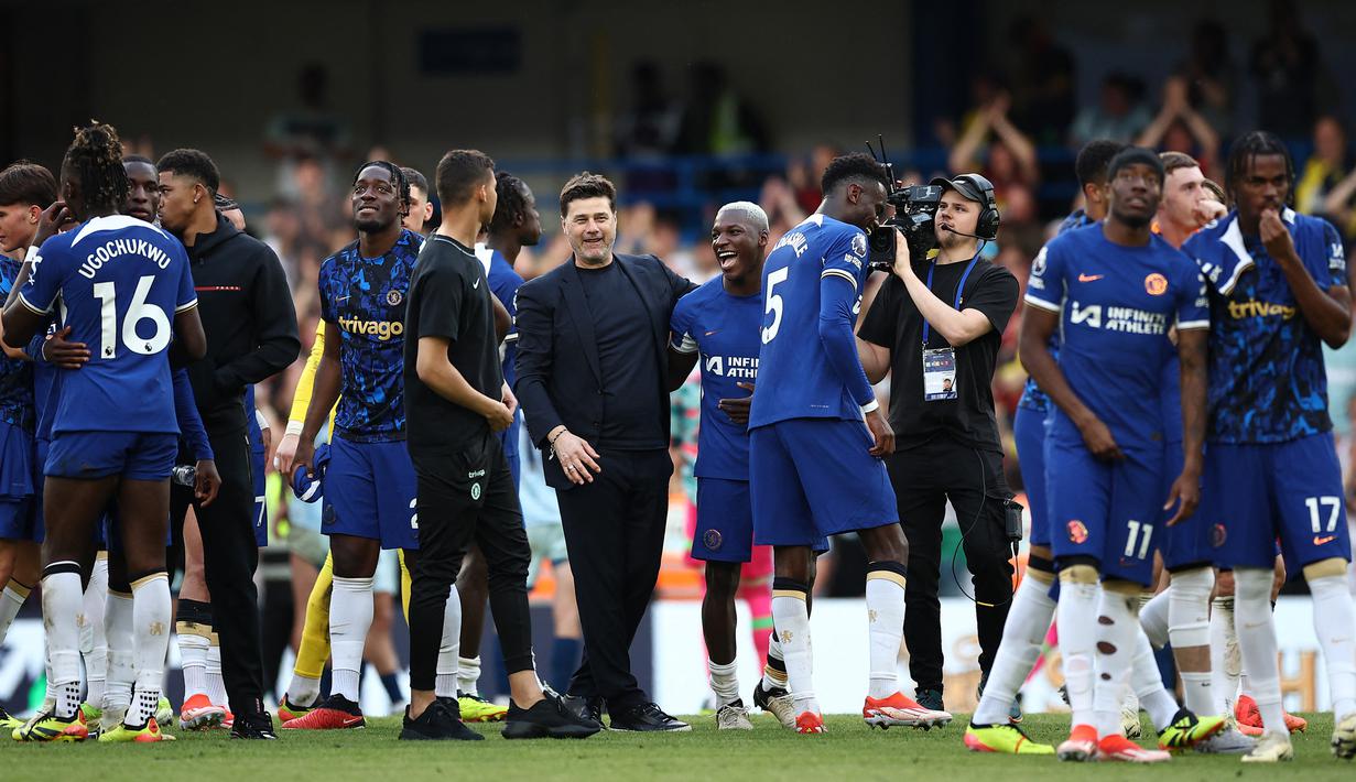 Pochettino tercatat berhasil meraih 27 kemenangan, 10 imbang, dan 14 kekalahan dari 51 laga pada musim ini. Meskipun begitu, manajemen Chelsea tetap mengucapkan terima kasih dan mendoakan yang terbaik untuk dirinya setelah tak lagi di Stamford Bridge. (AFP/Henry Nicholls)
