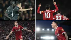 Berikut ini beragam selebrasi menarik Philippe Coutinho bersama Liverpool. Gelandang asal Brasil ini telah resmi pindah ke Barcelona dengan nilai transfer 142 juta poundsterling. (Kolase foto-foto dari AFP)