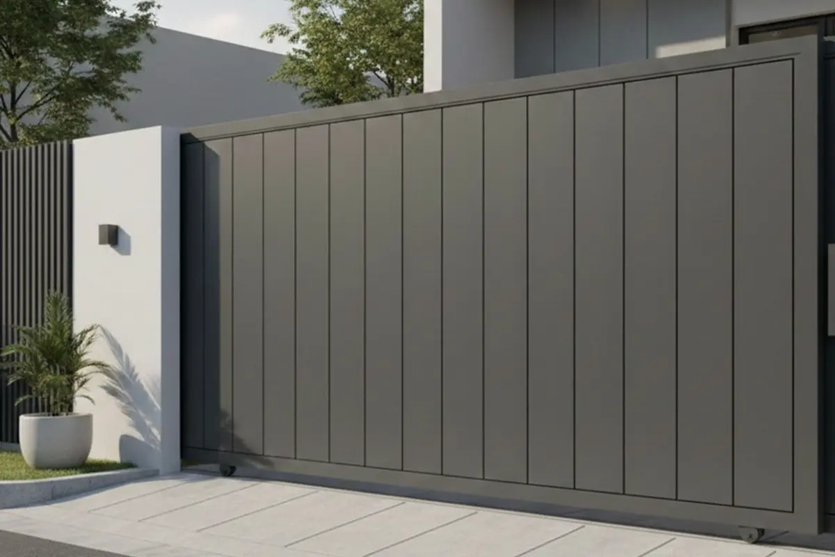 Pagar Rumah Kecil Minimalis dengan Pintu Sliding