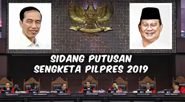 Mahkamah Konstitusi (MK) menggelar sidang putusan sengketa hasil Pilpres 2019 pada Kamis 27 Juni.