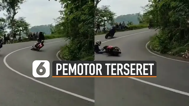 VIDEO: Viral Pemotor Terseret Saat Menikung Karena Bergaya Seperti Pembalap