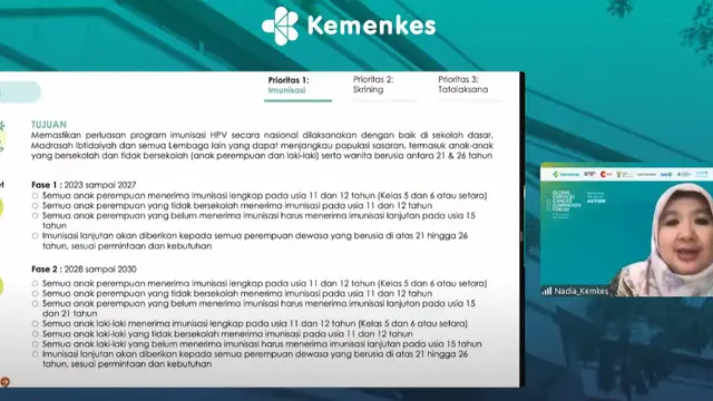 Rencana vaksinasi pada anak laki-laki di Indonesia (Tangkapan Layar Youtube Kemenkes)