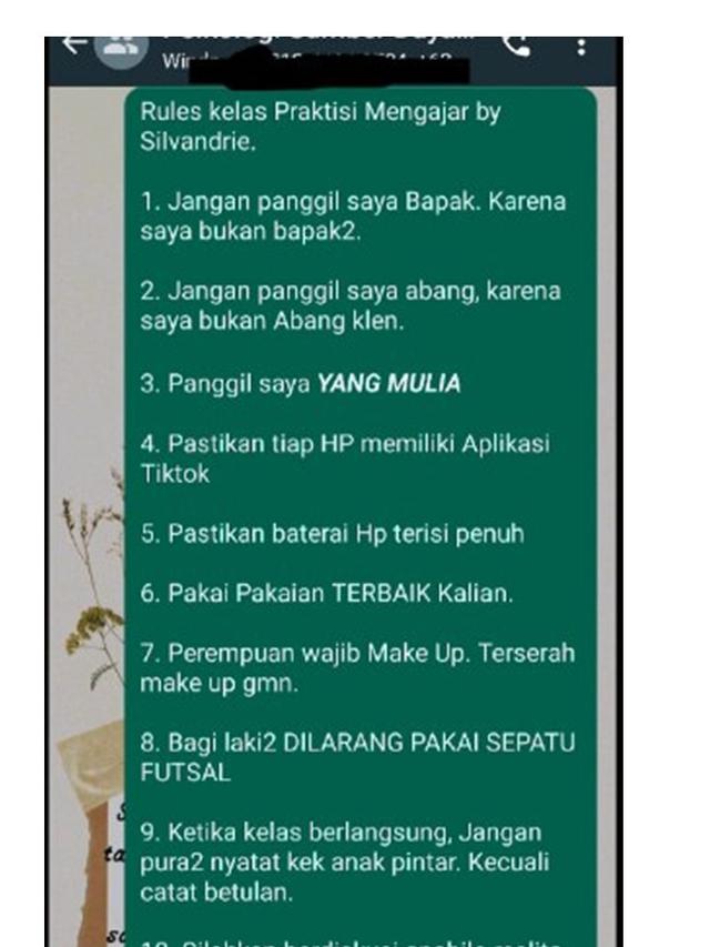 Chat Dosen ke Mahasiswa saat Berikan Aturan Kelas Baru Ini Kocak, Bikin Geleng Kepala