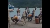 Viral video dugaan kekerasan atau penyiksaan dalam pemindahan napi ke Nusakambangan. (Foto: Liputan6.com/Medsos/Muhamad Ridlo)