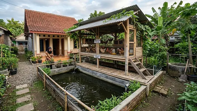 9 Desain Kandang Ayam dan Kolam Lele dalam Satu Lahan untuk Rumah Kecil