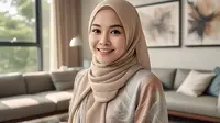 Model gamis terbaru untuk wanita usia 40-an (created by Meta AI)