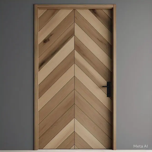 Pintu Kayu dengan Pola Chevron, Model pintu minimalis dari kayu yang tren di 2025