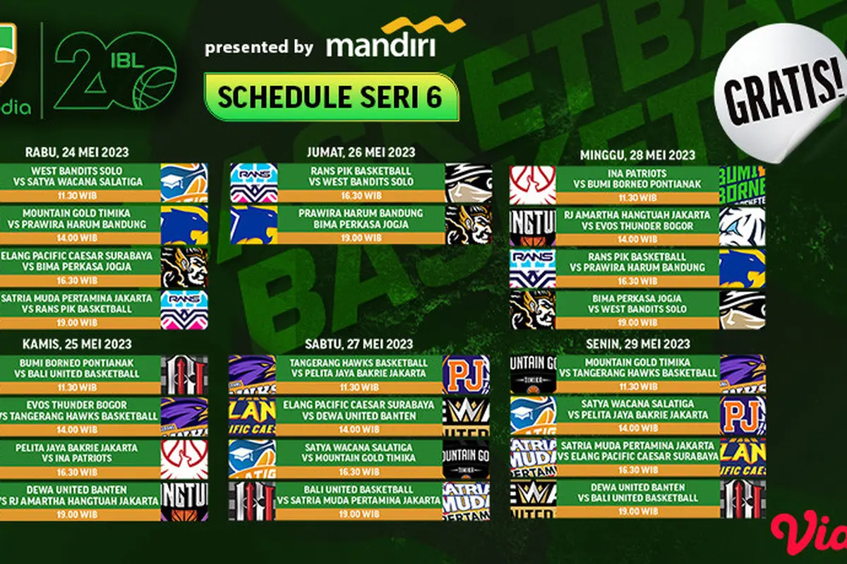 Jadwal IBL 2023 Seri 6, Live di Vidio 24-31 Mei: West Bandits Solo Vs Satya Wacana Salatiga