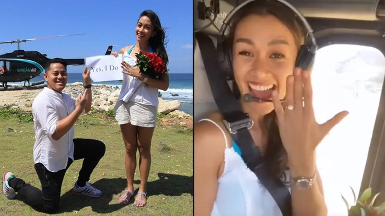 Lepas Status Janda, 6 Momen Romantis Melanie Putria Dilamar Kekasih di Helikopter