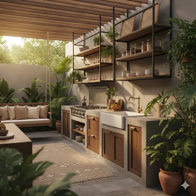 Inspirasi Dapur Outdoor Ala Rumah Tropis