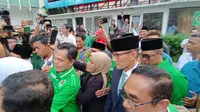 Menteri Pariwisata dan Ekonomi Kreatif (Menparekraf) Sandiaga Uno resmi bergabung ke Partai Persatuan Pembangunan (PPP), Rabu (14/6/2023). (Merdeka.com/Alma Fikhasari)