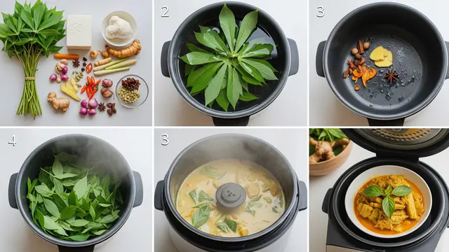 Membuat Gulai Daun Singkong di Magic Com