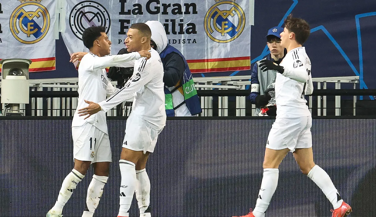 Bertandang ke markas Stade Brestois 29, Real Madrid menang telak 3-0. (FRED TANNEAU/AFP)