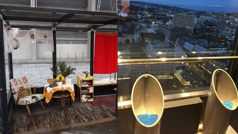 7 Potret Fasilitas Umum Unik di Negara Skandinavia, Toilet dengan Pemandangan Kota