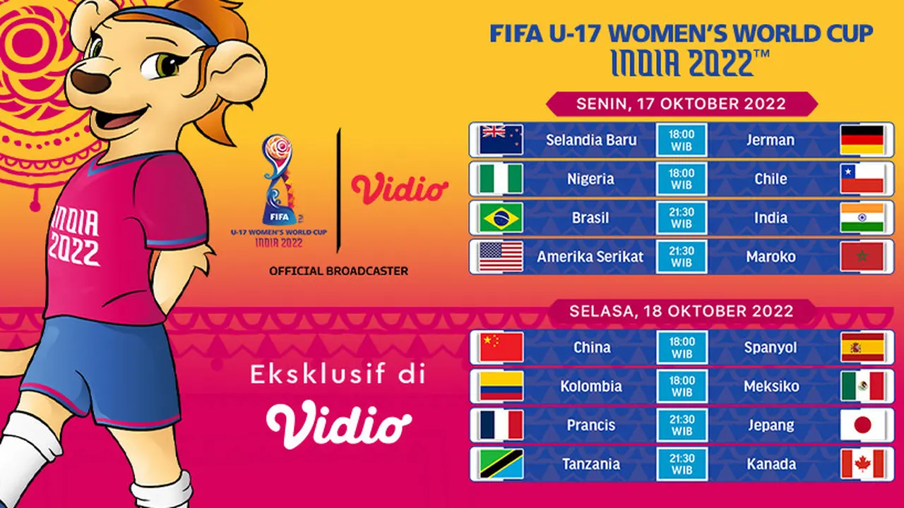 Link Live Streaming Piala Dunia Wanita U-17 di Vidio 17 dan 18 Oktober : Tersedia 8 Pertandingan