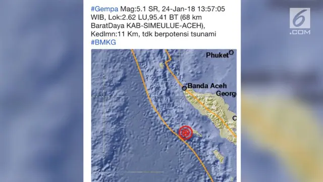 Gempa bumi terjadi di sejumlah daerah di Indonesia. Tak hanya di Banten, gempa juga melanda Aceh pada hari ini.