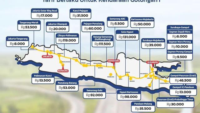PT Jasa Marga (Persero) Tbk merilis tarif tol Trans Jawa terbaru.