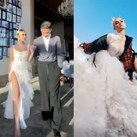 Baru-baru ini, Agnez Mo tampil serasi bersama sang kekasih mengenakan busana ala pengantin. [@agnezmo]