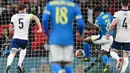 Pemain Brasil, Endrick, mencetak gol ke gawang Inggris dalam laga persahabatan di Stadion Wembley, Minggu (24/3/2024). Bocah 17 tahun ini jadi penentu kemenangan tim Samba. (AFP/Glyn Kirk)