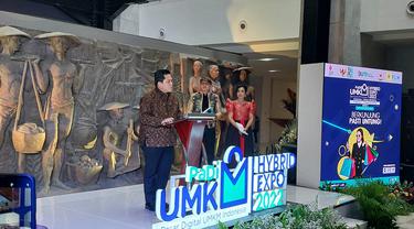 Menteri BUMN Erick Thohir resmi membuka Pasar Digital (PaDi) UMKM Hybrid Expo 2022 di Sarinah.