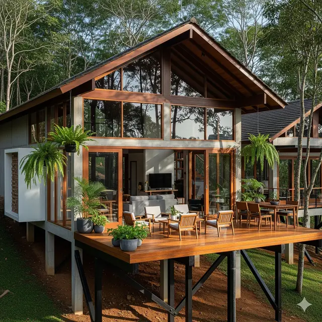 Rumah Panggung Modern dengan Konsep Terbuka