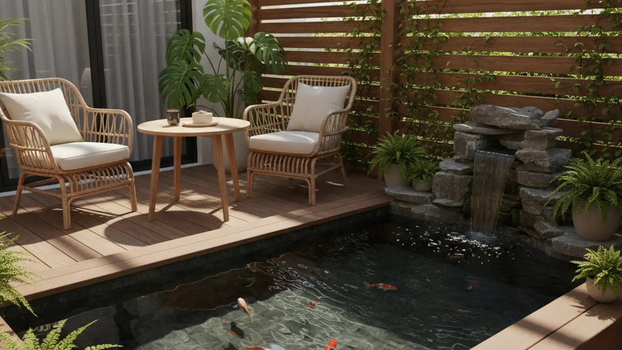 Model Kolam Ikan Mini di Teras Rumah yang Simple tapi Cantik
