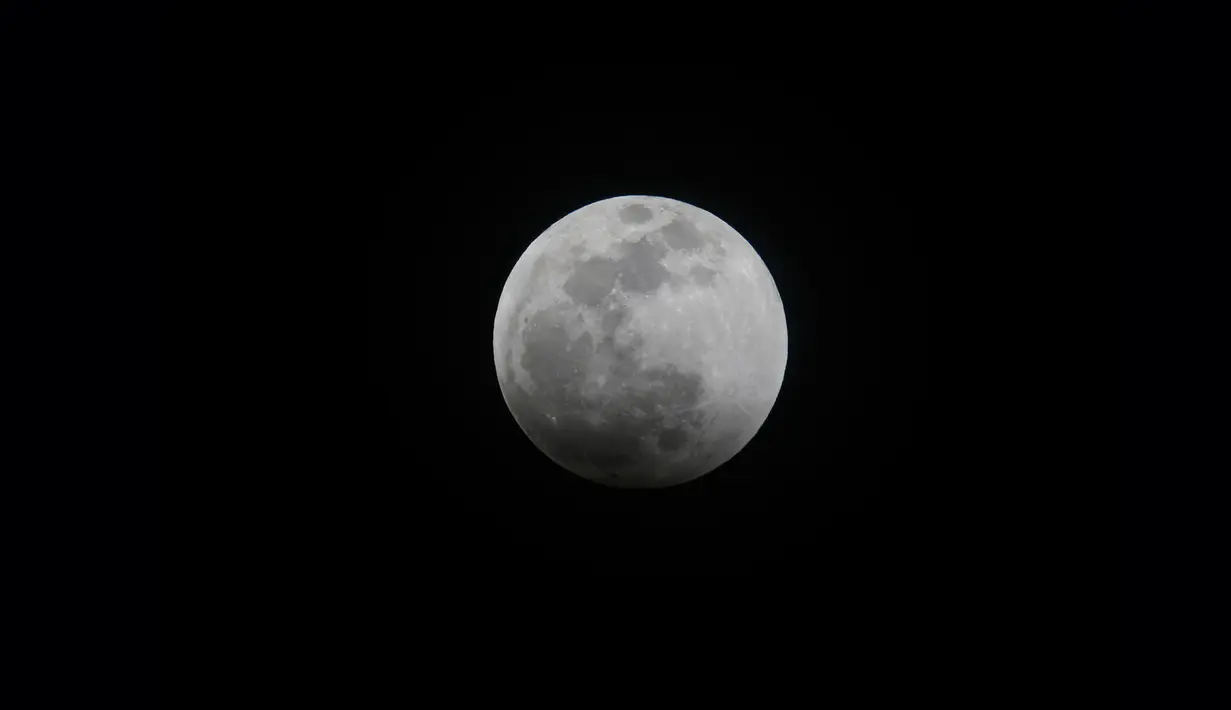 Fenomena supermoon atau bulan super terlihat di langit Los Angeles, Minggu (20/1). Sebagaimana diketahui, Supermoon merupakan fenomena di mana Bulan berada dalam jarak terdekatnya dengan Bumi. (AP/Ringo H.W. Chiu)