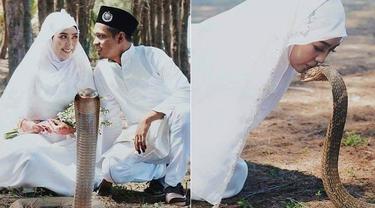 Foto Pernikahan Antimainstream, Sampai Gunakan Ular King Cobra