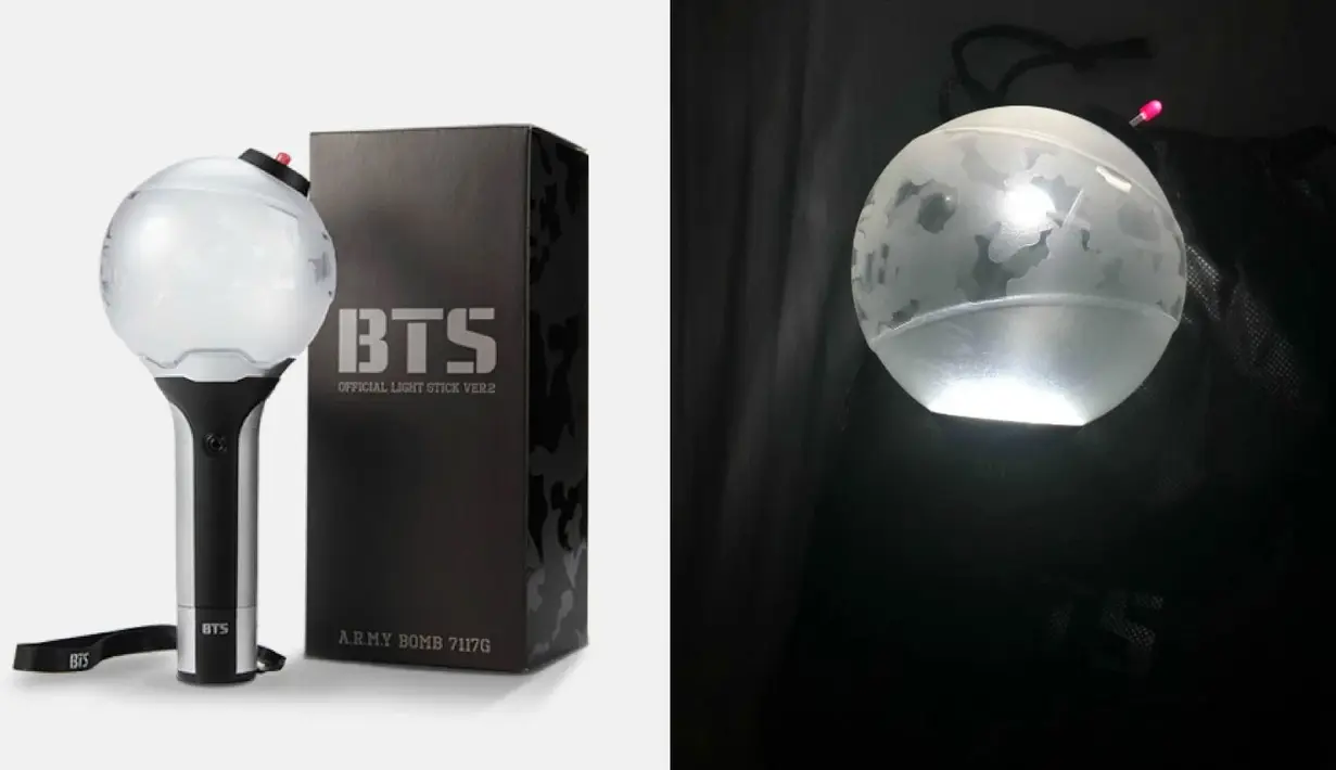 Lightstick berbentuk bola ini adalah milik grup BTS. Tak seperti lightstick milik grup lainnya, BTS lebih memilih desain yang lebih simbolis. (Foto: koreaboo.com)