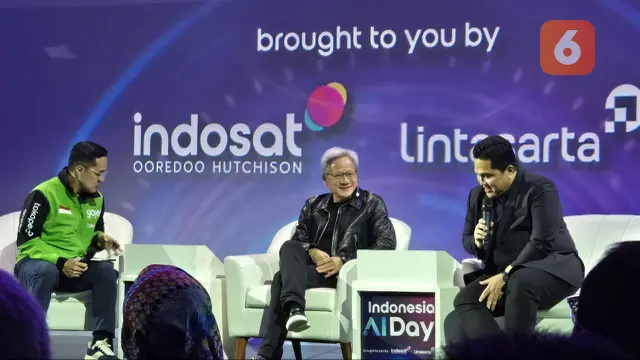 CEO NVIDIA Jensen Huang di acara Indonesia AI Day 2024. Liputan6.com/Agustin Setyo Wardani