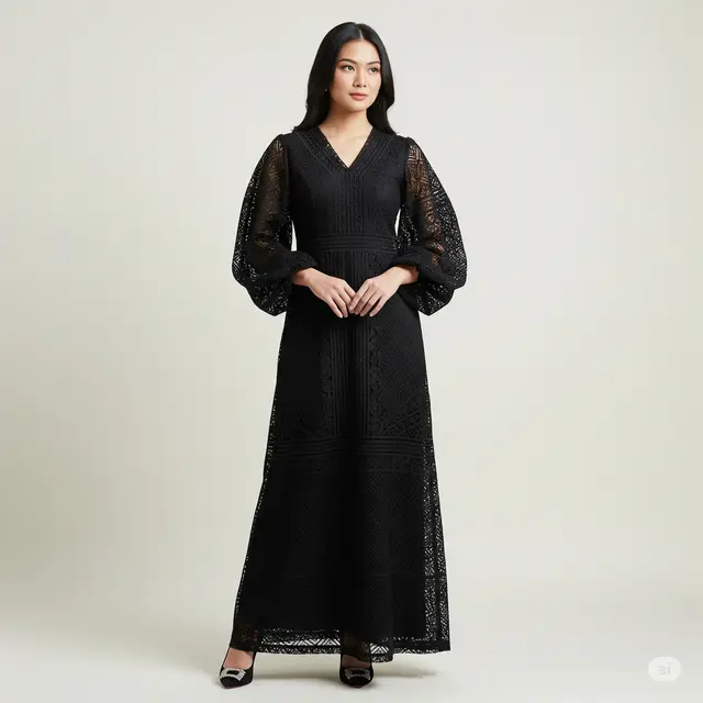 Model Dress Brokat Panjang Non Hijab Terbaik.
