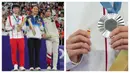 Pebulu tangkis tunggal putri China, He Bing Jiao banyak mendapatkan pujian setelah aksinya di atas podium Olimpiade Paris 2024, Senin (05/08/2024).  He Bing Jiao membawa pin kecil bergambar bendera Spanyol untuk memberikan penghormatan untuk Carolina Marin. Seperti diketahui, Marin, lawan dari He Bing Jiao di babak semifinal, terpaksa mengakhiri pertandingan lebih cepat karena cedera. He Bing Jiao berhasil menyabet medali perak setelah kalah dari An Se-young dua set langsung (13-21, 16-21). (AP Photo/Kin Cheung)