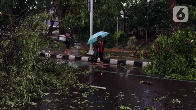 FOTO: Cuaca Ekstrem Landa Tangerang, Puluhan Pohon Tumbang Timpa Mobil