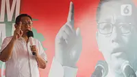 Ketua Umum Partai Kebangkitan Nusantara (PKN), Anas Urbaningrum saat menyampaikan pidato politik pertamanya di kawasan Monas, Jakarta, Sabtu (15/7/2023). (Liputan6.com/Faizal Fanani)