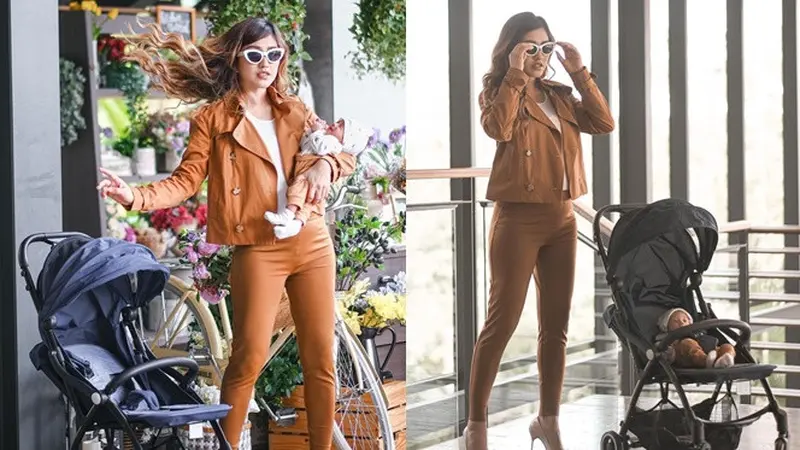 6 Gaya Louise Anastasya saat Asuh Anak Ini Tetap Stylish