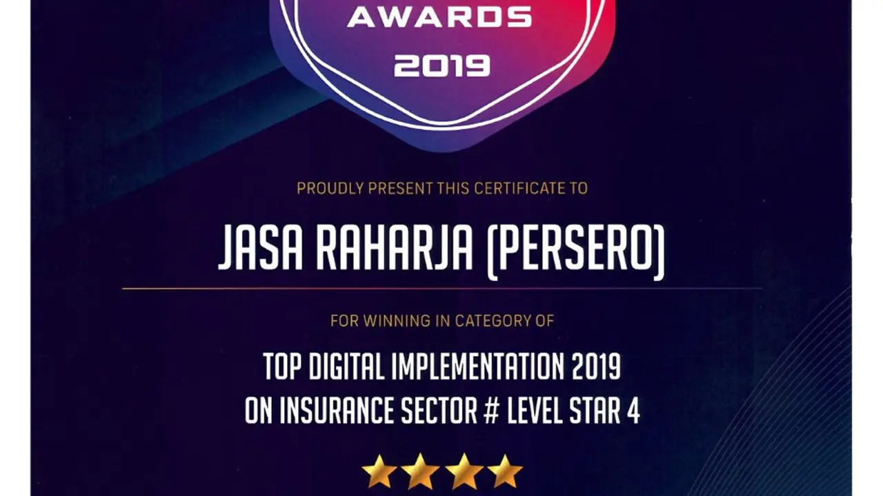 Jasa Raharja Raih Dua Penghargaan di Ajang Top Digital Award 2019