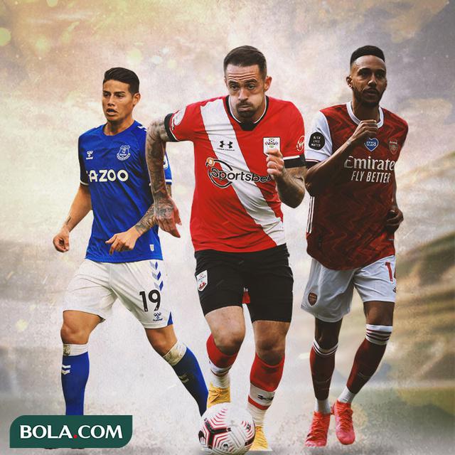 Premier League - James Rodriguez, Danny Ings, Pierre-Emerick Aubameyang