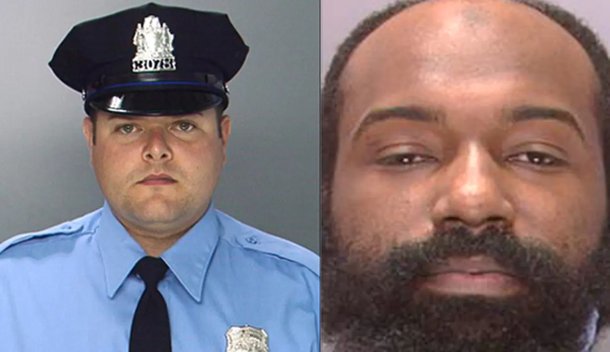 Foto petugas Jesse Hartnett yang ditembak (kiri) dan pelakunya (kanan) yang diduga merupakan dari kelompok militan ISIS. (REUTERS/Philadelphia Police Department)