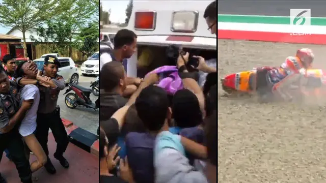 Video hit hari ini datang dari rekaman Marquez yang terjatuh saat menjalani GP Italia, pemakaman perawat Palestina yang ditembak tentara Israel, serta seorang pria yang tiba-tiba menerobos Polresta Samarinda.
