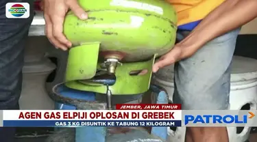 Agen gas elpiji oplosan di gerebek, gas elpiji ukuran 3 kg disuntik ke tabung 12 kg