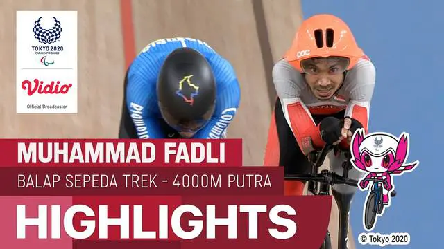 Berita video highlights penampilan atlet Indonesia, Muhammad Fadli, di cabang olahraga balap sepeda trek nomor individual pursuit putra 4.000 meter klasifikasi C4 di Paralimpiade Tokyo 2020, Jumat (27/8/2021) pagi hari WIB.