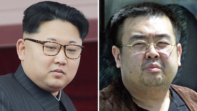 Pemimpin Korut Kim Jong-un dan kakak tirinya Kim Jong-nam (AP)