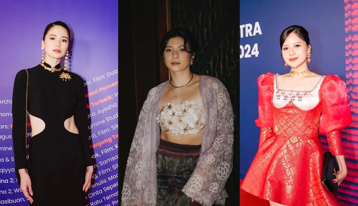 Festival Film Indonesia 2024 tak hanya dihiasi dengan  aktor Tanah Air yang kenakan kebaya. Laura Basuki hingga Anggi Marito buktikan tetap menawan meski tanpa kebaya [@laurabas @sharazaa @anggimarito]