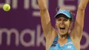 Elena Dementieva mengumumkan pensiun setelah pertandingan terakhirnya dalam Tur Tenis WTA di Doha, Qatar. (AFP/Karim Jaafar)