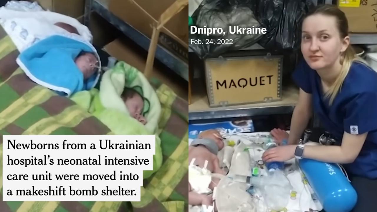 Bayi baru lahir di rumah sakit Ukraina usai serangan dari Rusia. (Sumber: Instagram @nytimes)