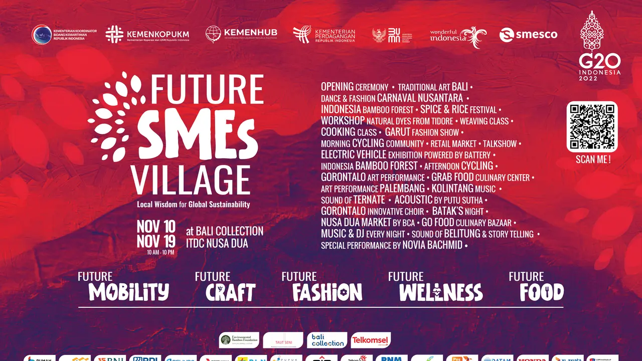 Acara SMEs Future Village, pameran produk UMKM lokal sebagai salah satu side event G20 yang diselenggarakan 10-19 November 2022.